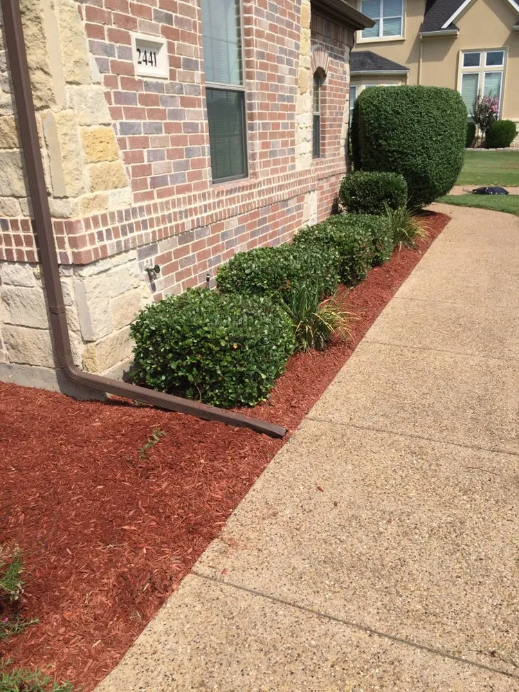 Custom outdoor landscaping with custom design in Duncanville, TX by Rey's Lawncare