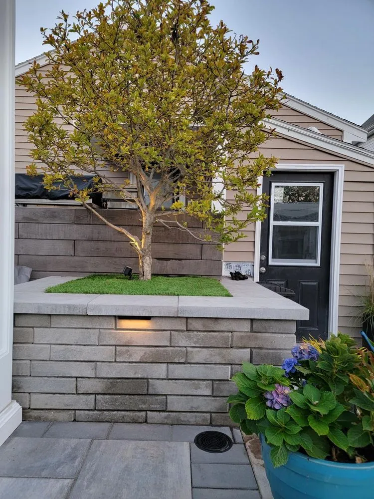 Professional residential landscaping with custom design in Rowley, MA by RG Masonry