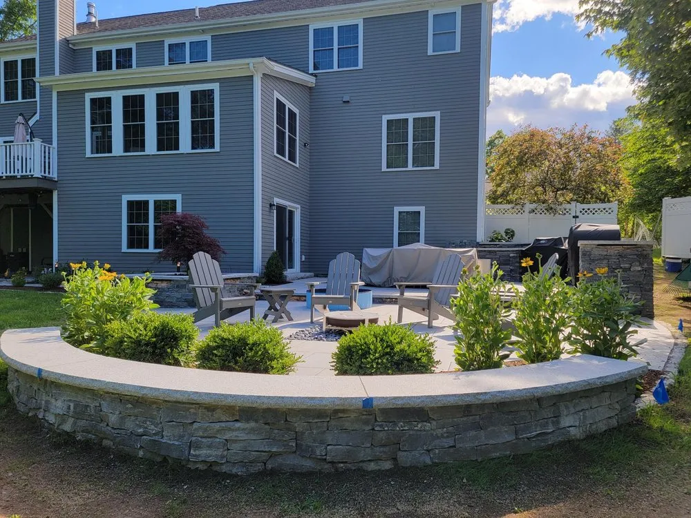 Local lawn mowing service with custom design across Rowley, MA - RG Masonry