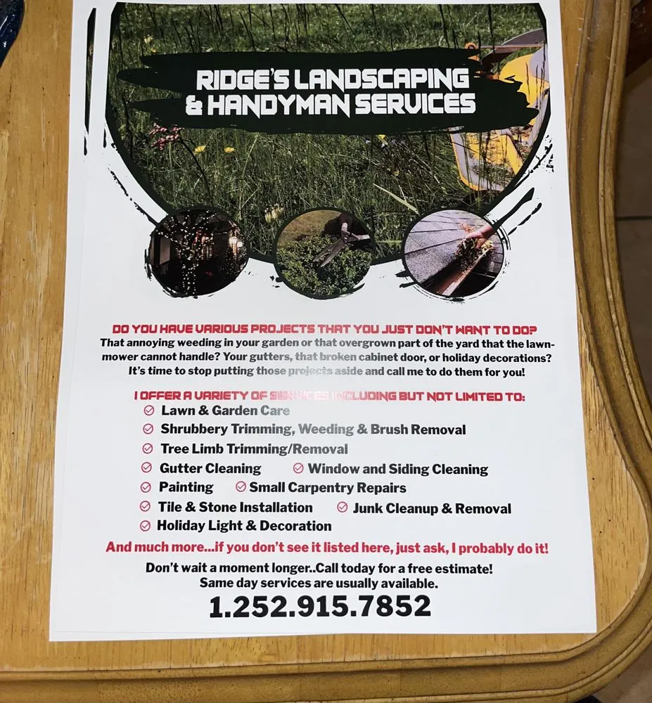 Local landscape design for residential properties in Louisburg, NC by Ridge's Landscaping and Handyman Services