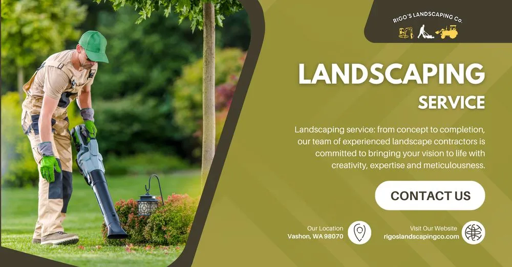 Custom landscape installation in Vashon, WA by Rigos Landscaping