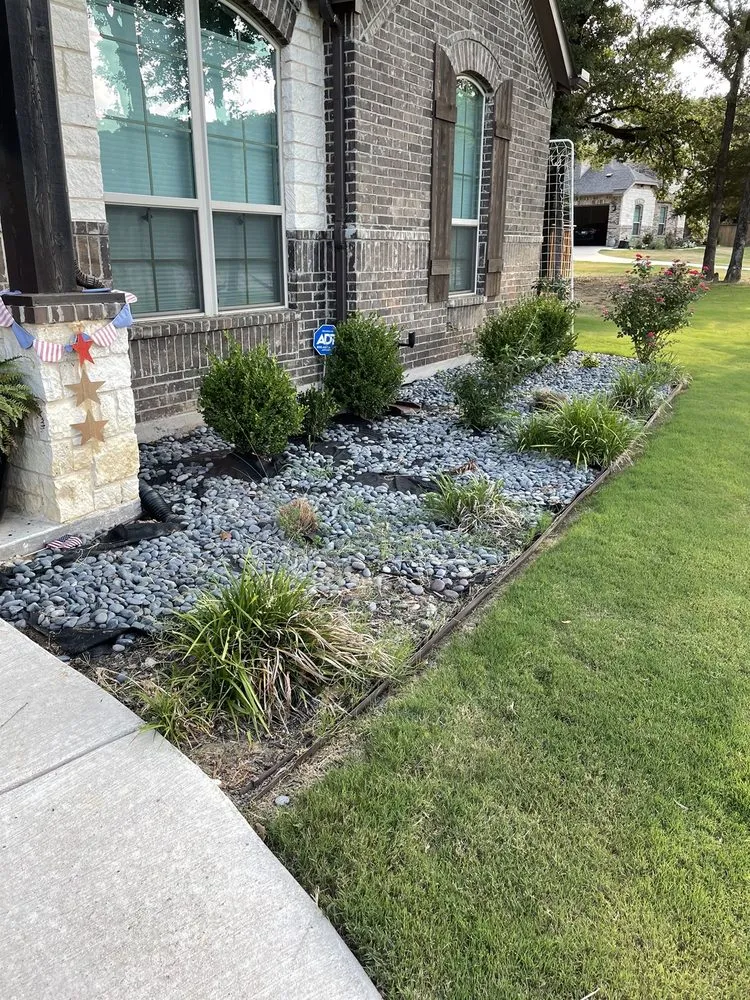 Custom garden landscaping for homes in Crowley, TX by Rileys Property Maintenance