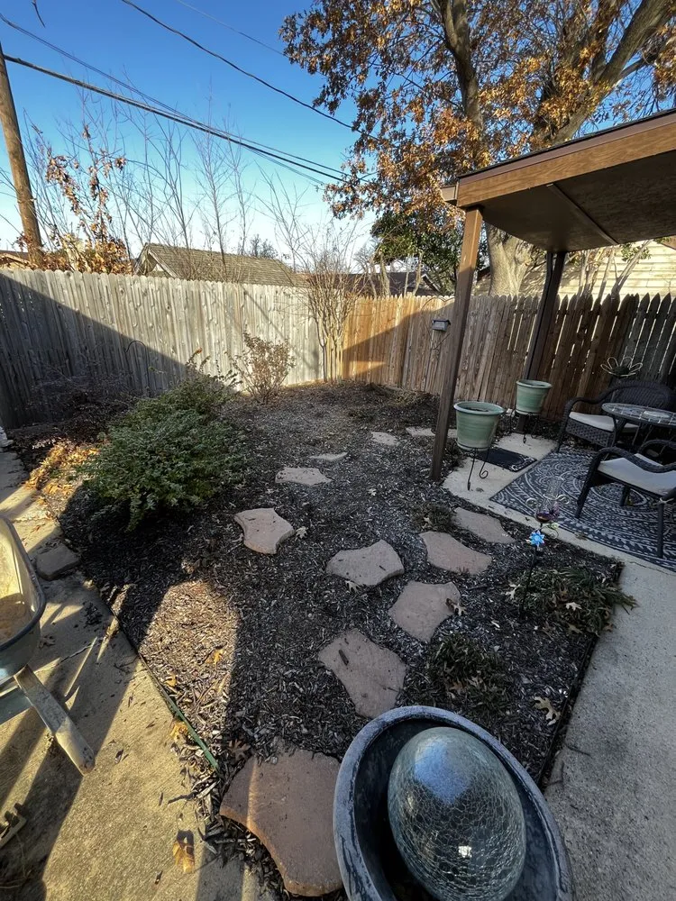 Custom garden landscaping in Garland, TX by River Oaks Landscaping