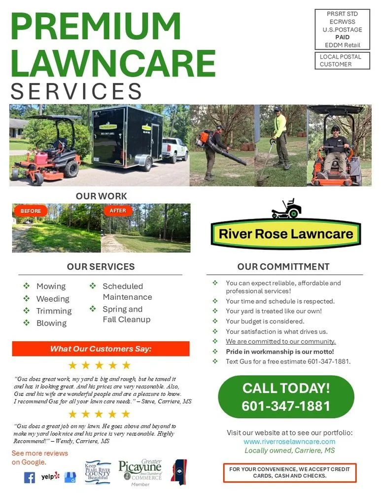 Professional landscape installation for year-round maintenance across Carriere, MS - River Rose Lawncare
