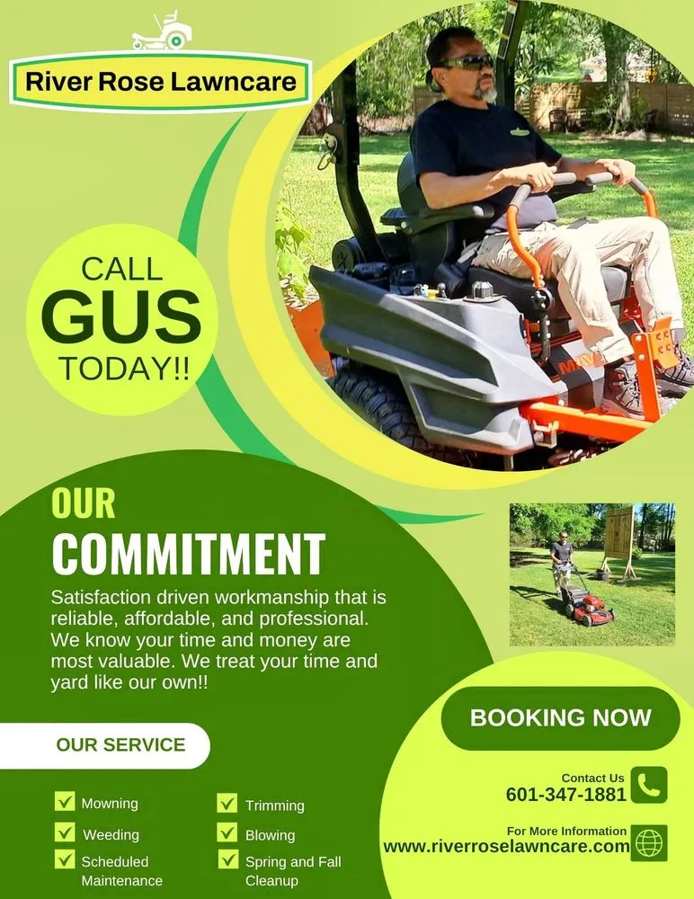 Top-rated lawn mowing service in Carriere, MS - River Rose Lawncare