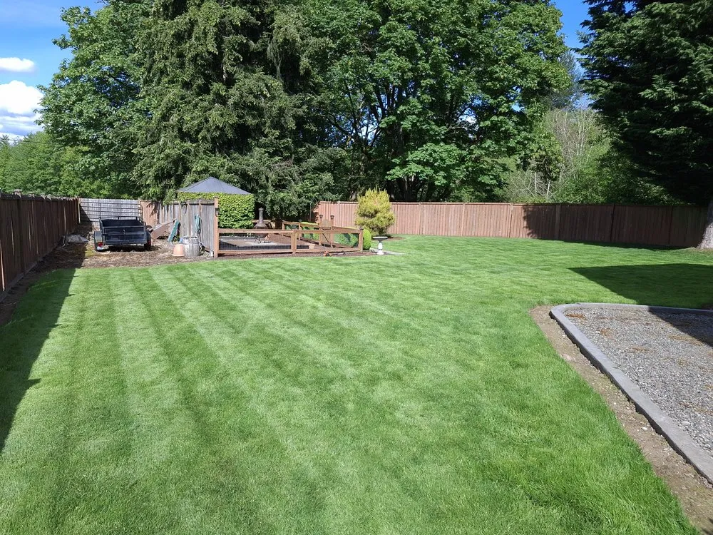 Custom landscape installation near you in Orting, WA by Rivers custom cuts Lawn Care/ Tree Removal
