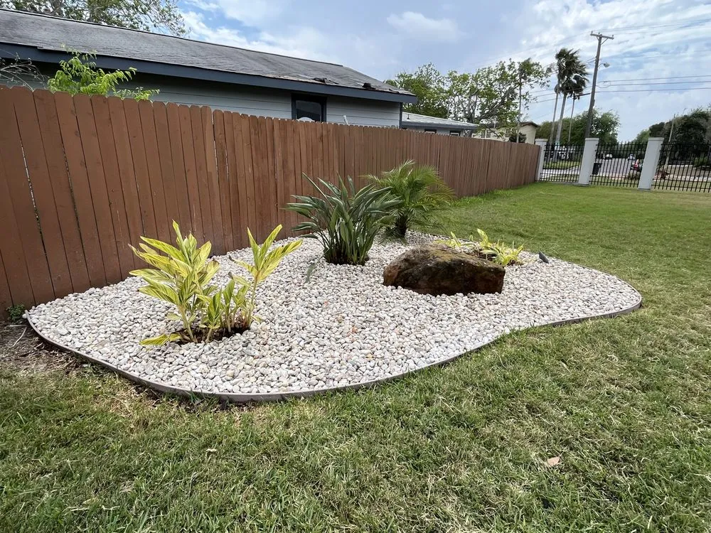 Custom landscape installation in Corpus Christi, TX by Riverstone Landscaping