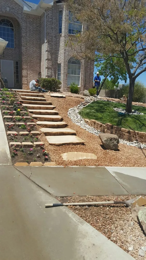 Custom garden landscaping for residential properties in Albuquerque, NM by Roberts Tree Service
