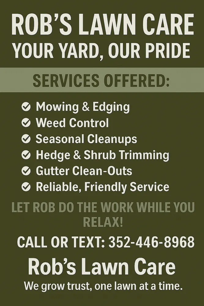 Local lawn care service experts serving Inverness, FL - Rob’s Lawn Care