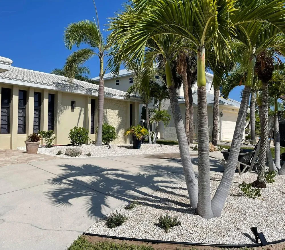 Professional landscape installation with custom design in North port, FL by Rock Bottom Landscape