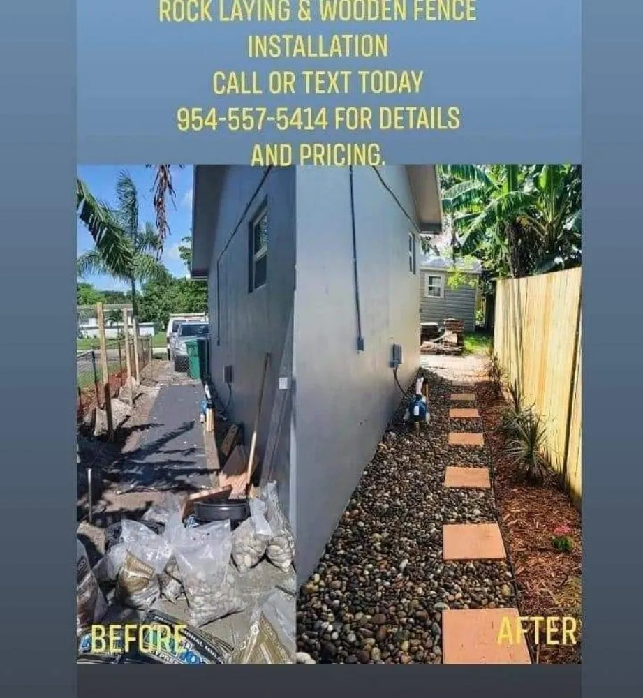 Affordable yard cleanup service for year-round maintenance across Oakland Park, FL - Rock Laying & Wooden Fence