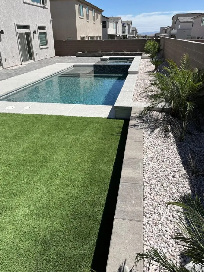 Custom landscape installation in Phoenix, AZ by Rock N Block- Turf N Hardscapes