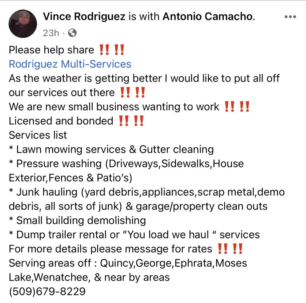 Local yard maintenance for year-round maintenance in Quincy, WA by Rodriguez Multi-Services