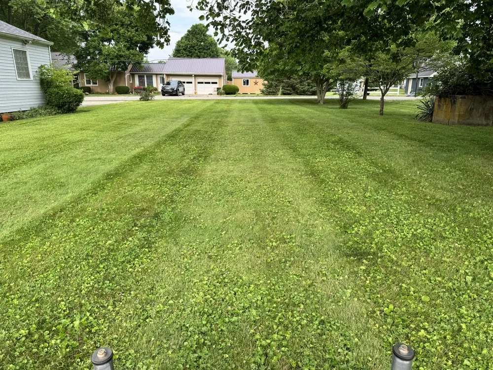 Affordable landscape installation with custom design in Centerville, IN by Rough Edges Lawn Care