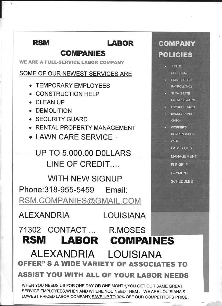 Custom lawn care service in Alexandria, LA - Rsm Moving & Labor