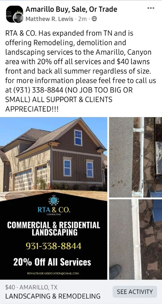 Top-rated lawn mowing service near you across Amarillo, TX - RTA & CO.