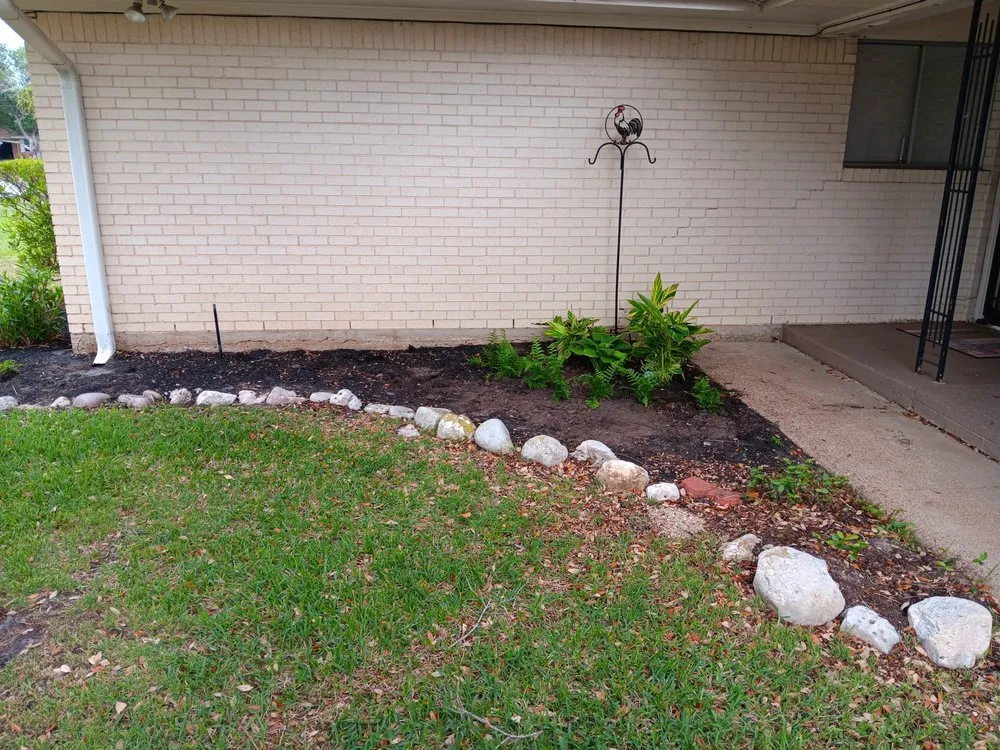 Custom garden landscaping in Bryan, TX by Rueda's L&M Services
