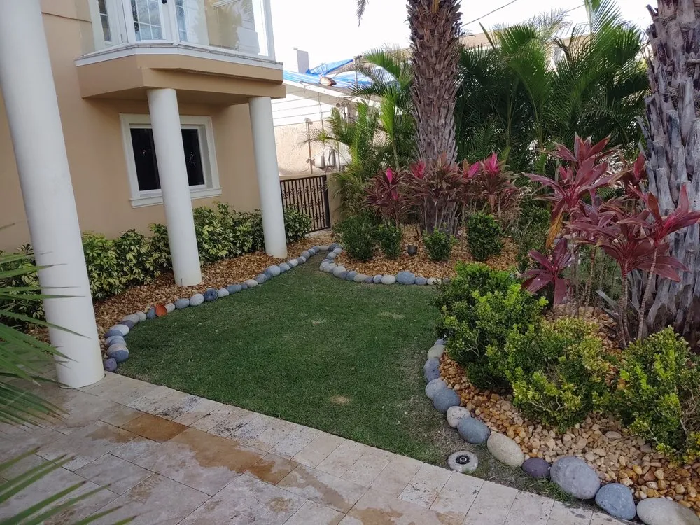 Custom landscape installation with custom design in Clearwater, FL by Sam I Am Lawn and Landscaping