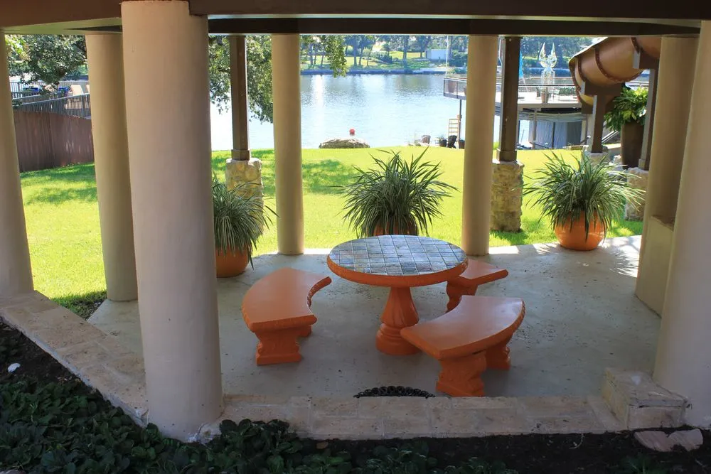 Custom landscape installation with custom design in Buchanan Dam, TX by Sam's Nursery & Landscaping