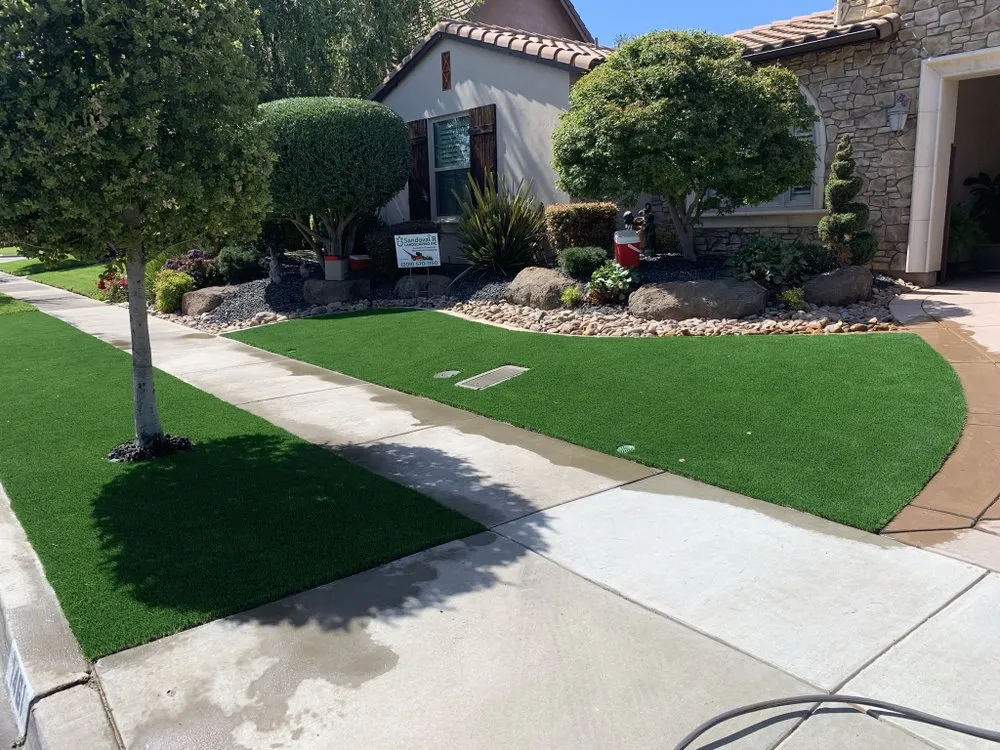 Custom landscape installation with custom design in Lodi, CA by Sandoval R landscaping