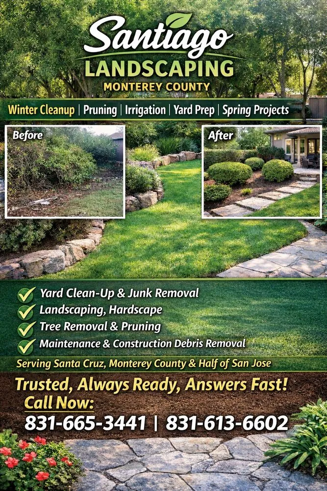 Reliable yard maintenance for beautiful yards in Salinas, CA by Santiago Landscaping