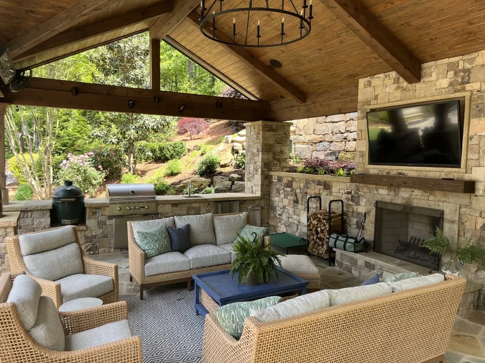 Reliable lawn mowing service with custom design in Roswell, GA by Scapes