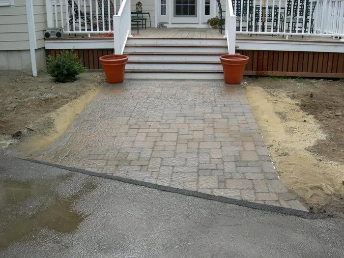 Custom landscape installation in Rye Beach, NH by Seaside Landscaping