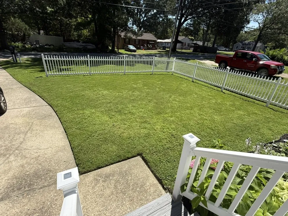 Custom garden landscaping with custom design in Newport News, VA by Sills Lawncare