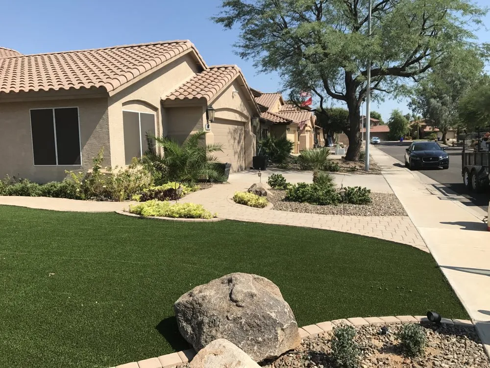 Custom garden landscaping with custom design in Chandler, AZ by Silver Fern Landscaping