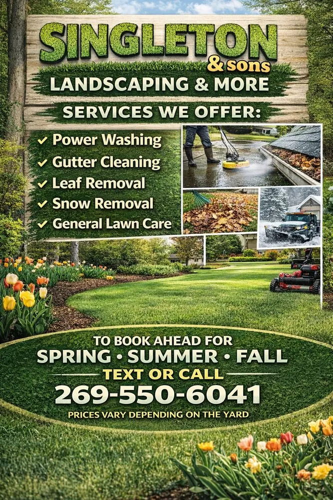 Affordable outdoor landscaping for year-round maintenance in Kalamazoo, MI by Singleton & Sons Landscaping & More