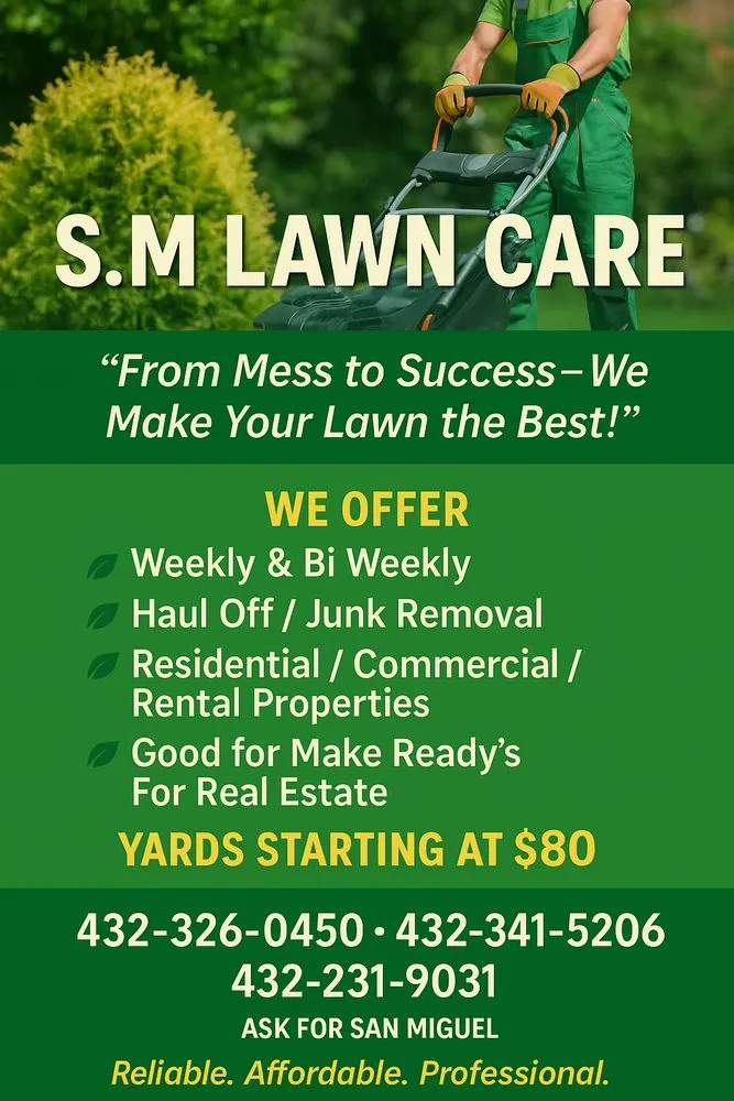 Top-rated yard cleanup service in Odessa, TX by SM Lawn Care