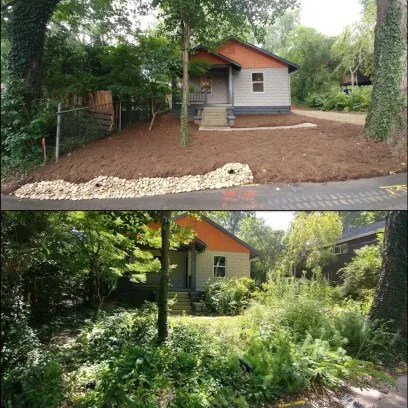 Custom outdoor landscaping with custom design in Asheville, NC by Sokol Landscaping