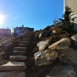 Custom garden landscaping with custom design in Asheville, NC by Sokol Landscaping