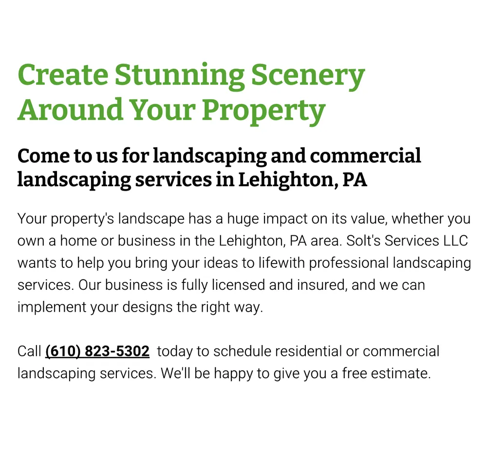 Expert landscape design near you across Lehighton, PA - Solt’s Services