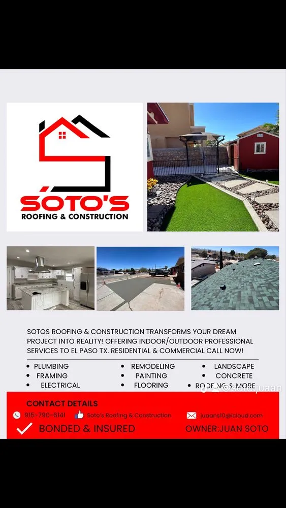 Custom landscape installation in El Paso, TX by Soto’s Roofing & Construction