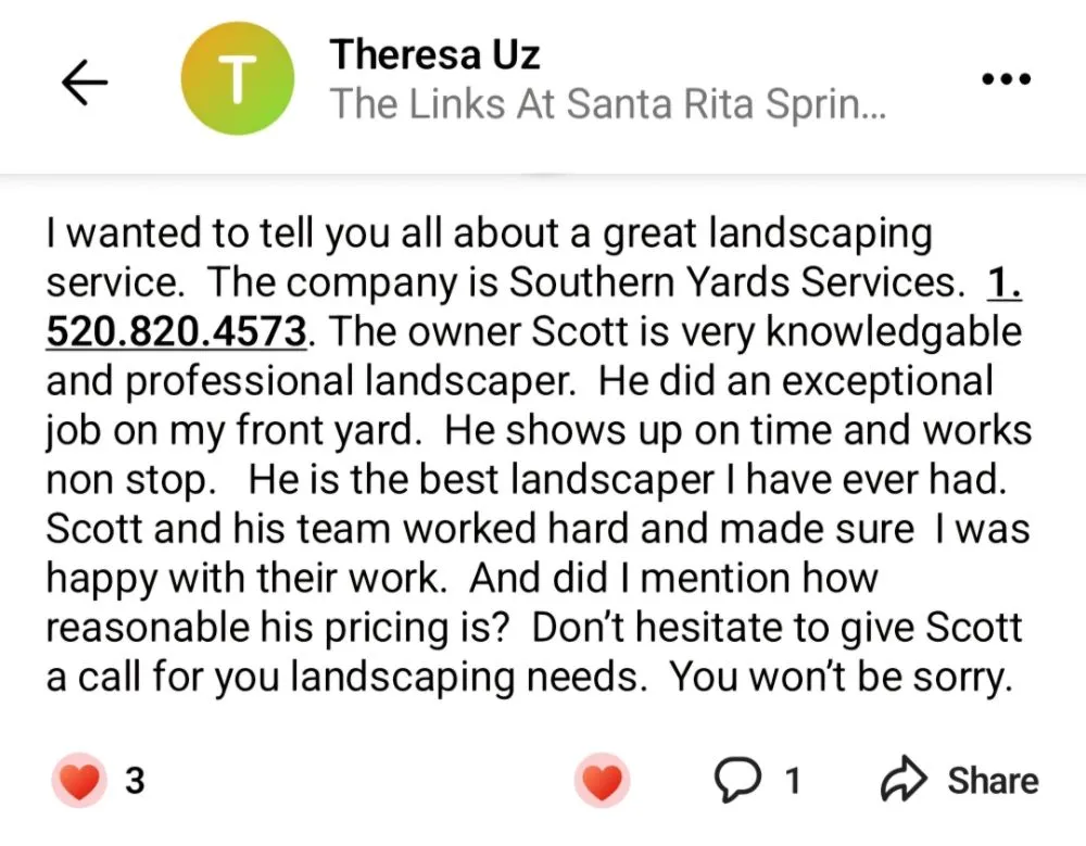 Local lawn mowing service in Amado, AZ by Southern Yard Services