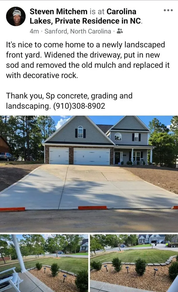 Trusted yard cleanup service for homes in Sanford, NC by SP Concrete, Grading and Landscaping