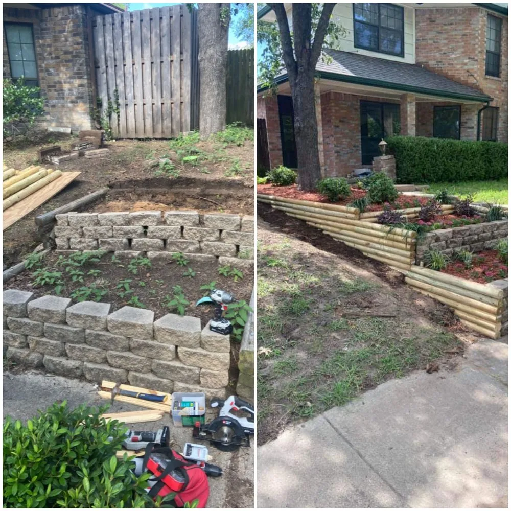 Custom outdoor landscaping in Garland, TX by Square Roots Landscaping