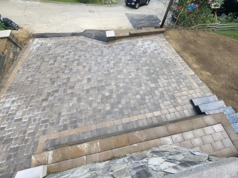 Custom landscape installation in Glenshaw, PA - Stacked Hardscapes and Landscaping