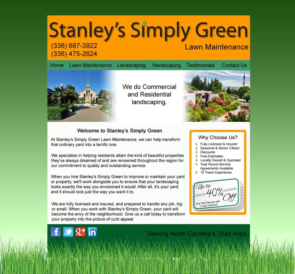 Trusted landscaping services experts serving Thomasville, NC - Stanley's Simply Green Lawn Maintenance