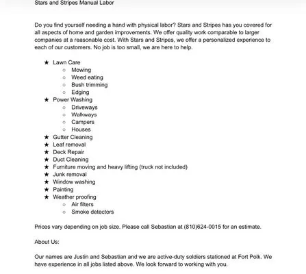 Stars and Stripes Manual Labor