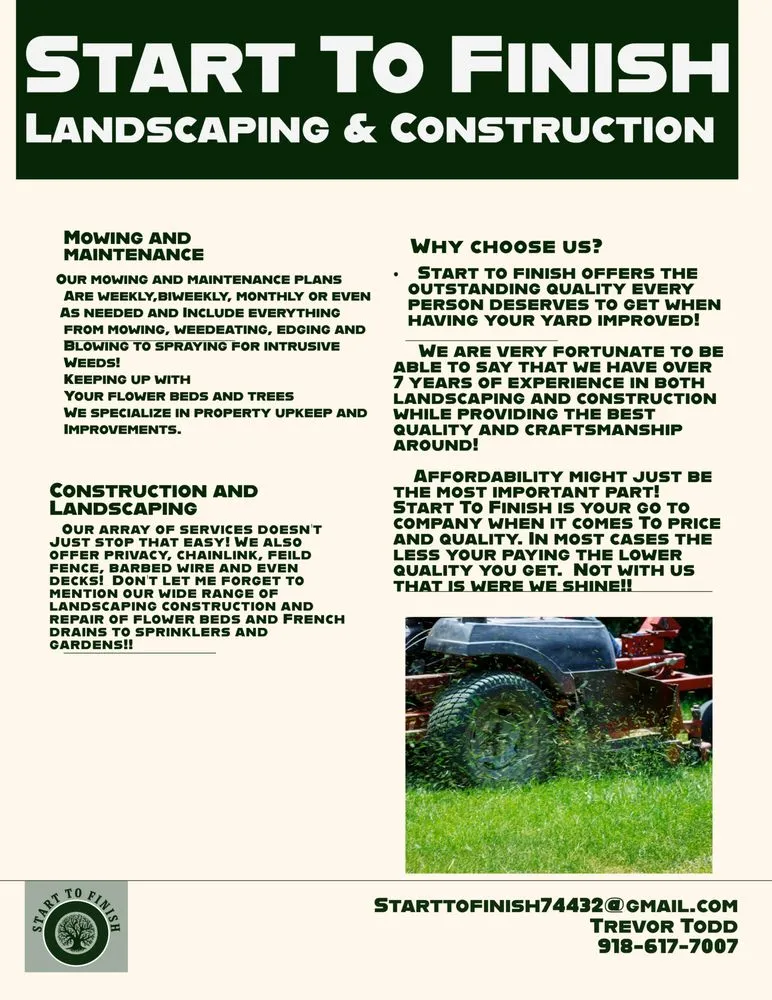 Professional landscape design in Eufaula, OK by Start To Finish & HSL