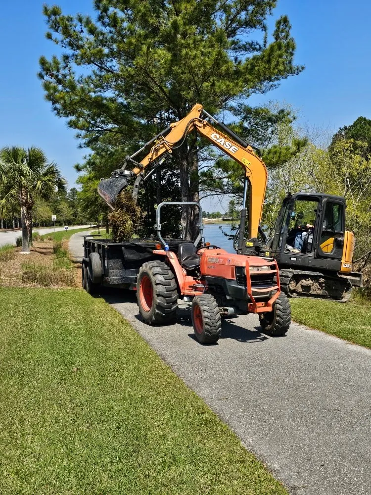 Professional landscape installation with custom design in Hardeeville, SC by Stephens Land Service
