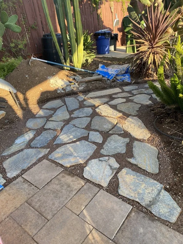 Custom landscape installation with custom design across Irwindale, CA - Sunburst Decorative Rock