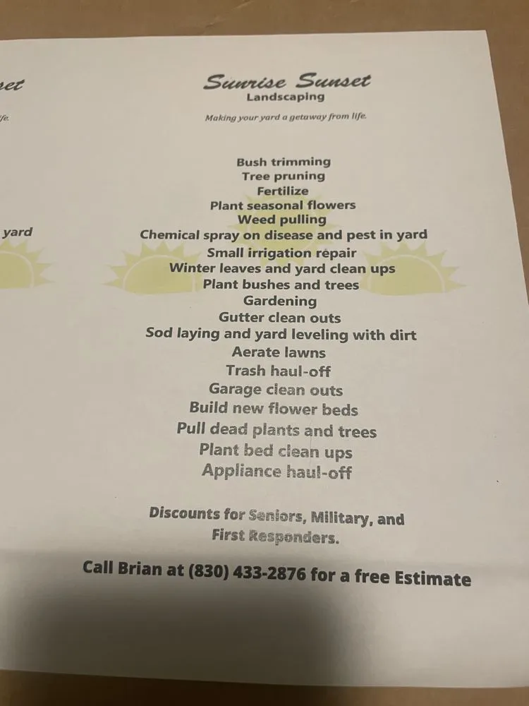 Expert outdoor landscaping experts serving Seguin, TX - Sunrise Sunset Landscape