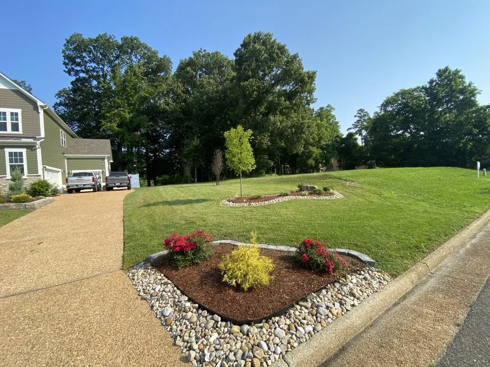 Local lawn mowing service with custom design in Newport News, VA by Sunrize Landscape