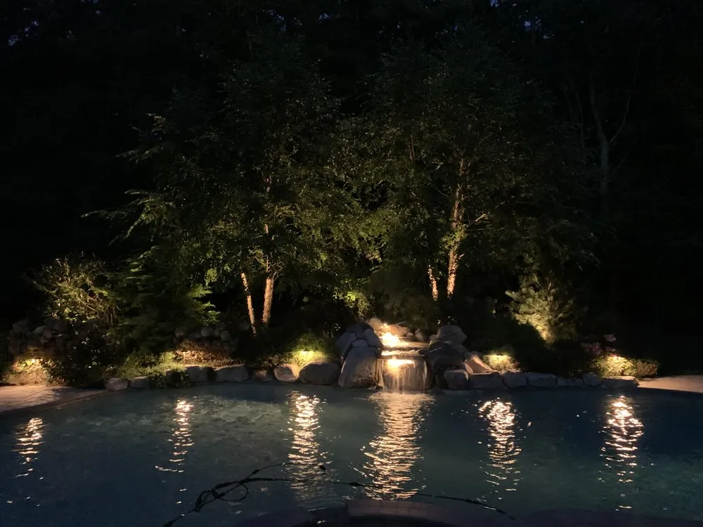 Local landscape installation in Norwell, MA - Sunshine Landscape Lighting