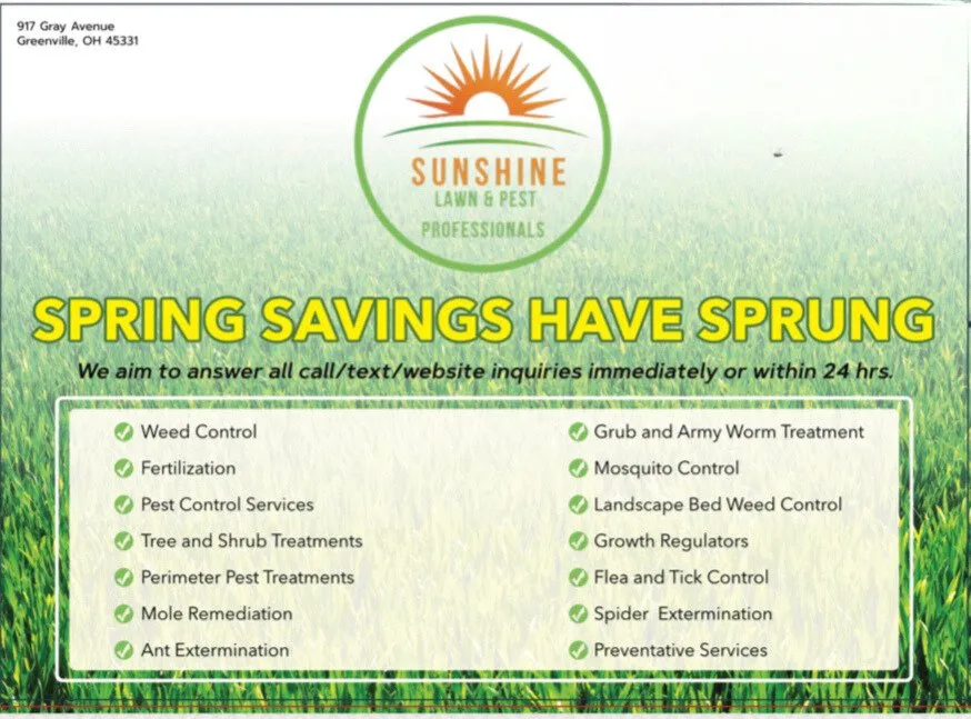 Professional lawn mowing service in Greenville, OH by Sunshine Lawn & Pest Professionals