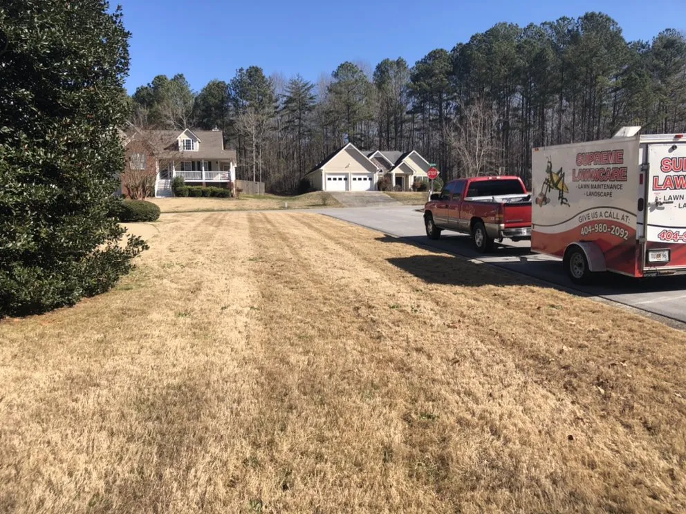 Professional yard cleanup service for year-round maintenance in Hiram, GA by Supreme Lawn Care