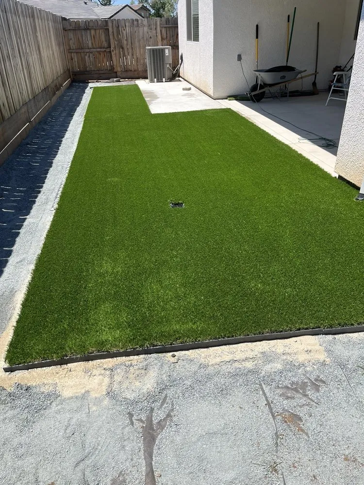 Custom landscape design for outdoor upgrades in Fresno, CA by Synthetic Grass Warehouse - Fresno